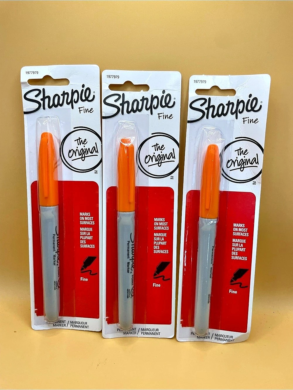 Sharpie Fine Permanent Markers 3-Pack Orange & Red